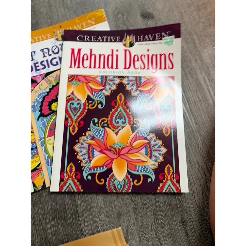 Creative Haven Art Nouveau & Mehndi Designs Coloring Book Set Marty Noble Dover